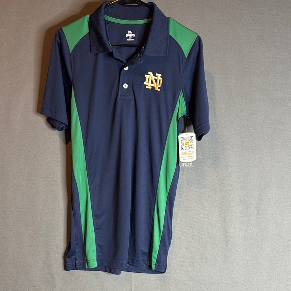 Notre Dame Navy and Green Men's‎ Polo Shirt size Small